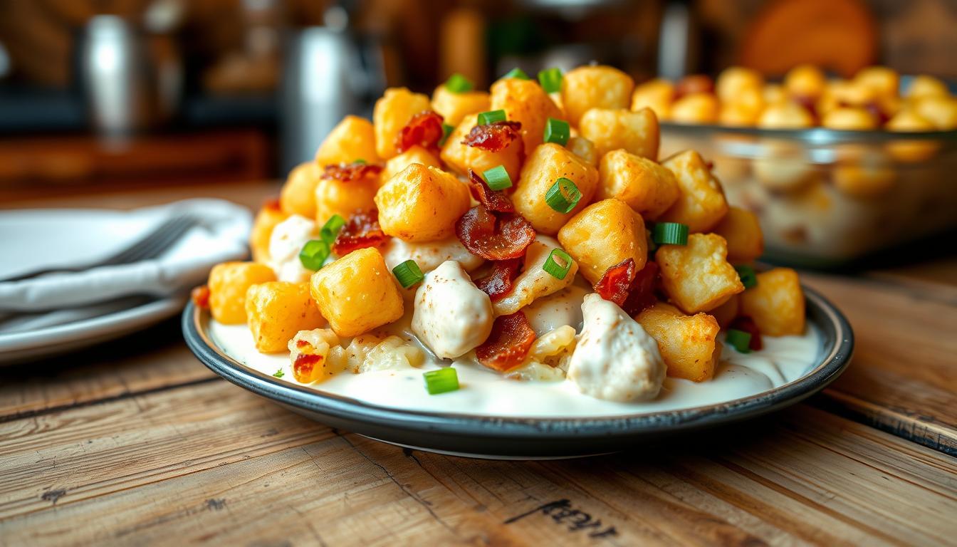 Chicken Bacon Ranch Tater Tot Casserole